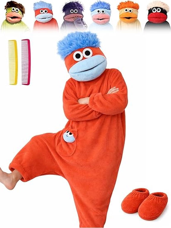 Mouth Monster Onesie for Adults - 2026 Funny Snuggly Fleece Pajamas, Hilarious Oversized Hood Design for Cozy Lounging at Home (M, Red)