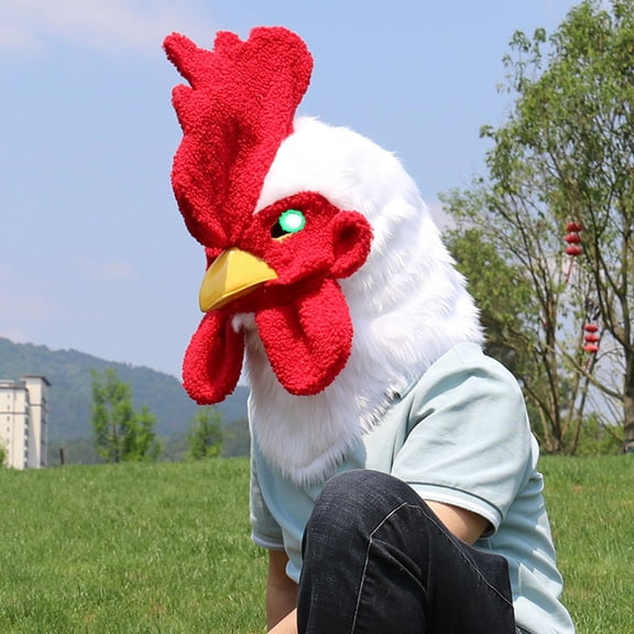 Mouth Mover Rooster Mask,Fursuit Rooster Mask Moving Jaw,Rooster Mask with LED,Glowing Animal Mask for Halloween