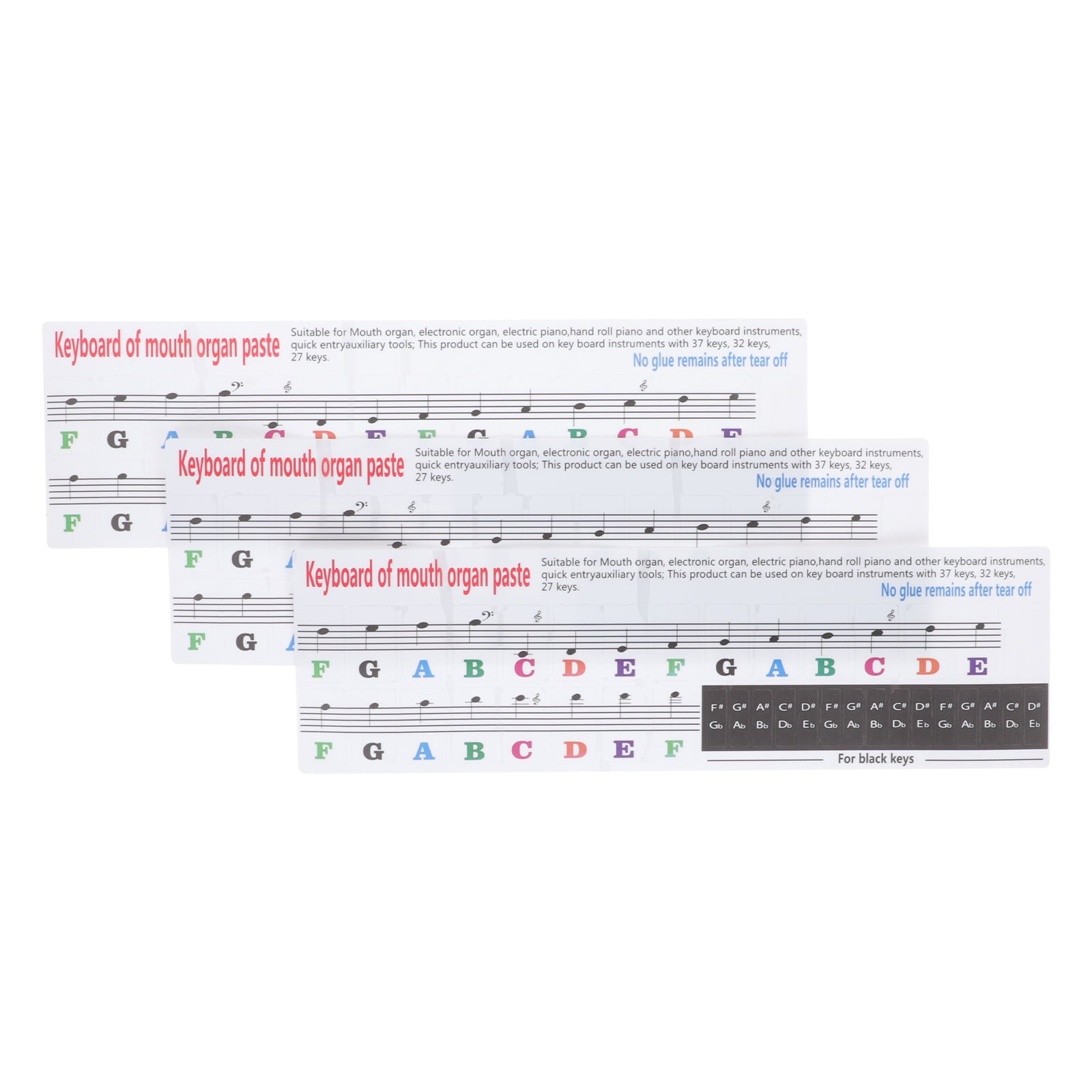 Mouth Organ Stickers 6 Pcs Melodica Scale for Children Universal