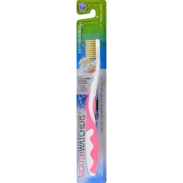 Mouth Watchers Antibacterial Youth Toothbrush, Pink