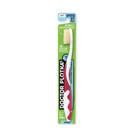 Mouth Watchers Antimicrobial Flossing Bristles Toothbrush, Red, 1 Ea, 2 Pack