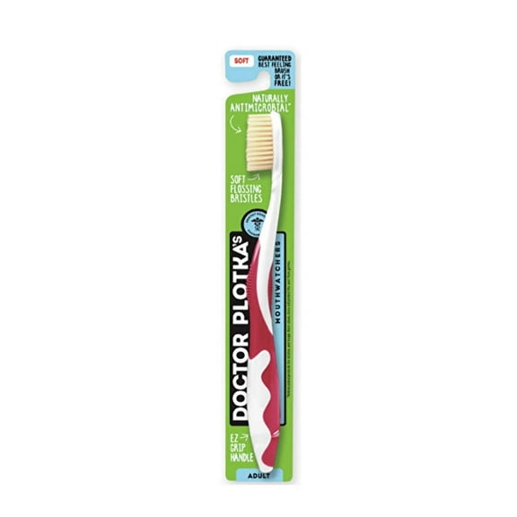 Mouth Watchers Antimicrobial Flossing Bristles Toothbrush, Red, 1 Ea, 2 Pack