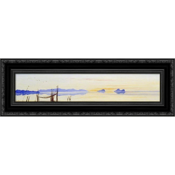 Mouth of the Kuching River, Sarawak, Borneo 24x11 Black Ornate Wood Framed Canvas Art by North, Marianne