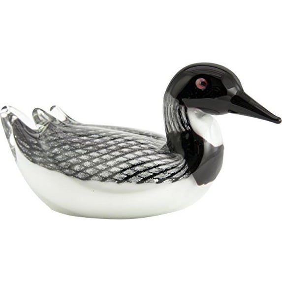 Mouthblown Art Glass Loon Paperweight Figurine 8"