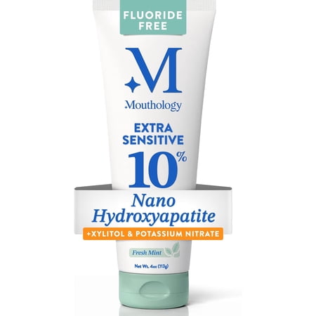 Mouthology 10% Nano Hydroxyapatite Fluoride Free Toothpaste, Gentle Whitening Sensitive Formula, 4 oz