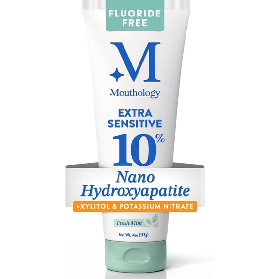 Mouthology 10% Nano Hydroxyapatite Fluoride Free Toothpaste, Gentle Whitening Sensitive Formula, 4 oz