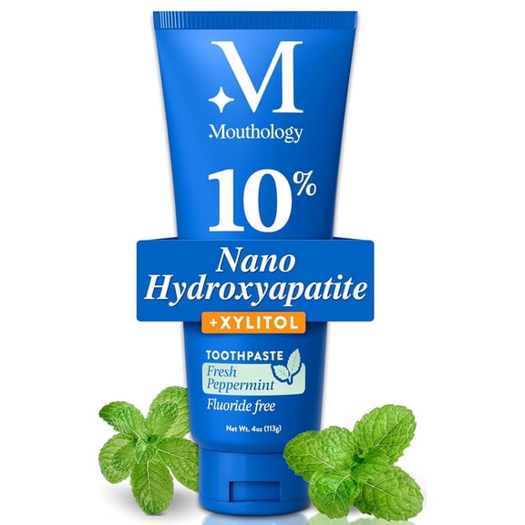 Mouthology 10% Nano Hydroxyapatite Toothpaste, Fluoride-Free Mint, Whitening & Enamel Care, SLS-Free, 4 oz, 1 pack