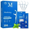 thumbnail image 1 of Mouthology Floss Picks, Wheat Straw Mint Dental Flossers, PFA-Free Tooth Floss Picks for Adults & Kids (200 Pack), 1 of 7