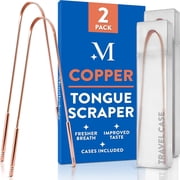 Mouthology Copper Tongue Scraper for Adults 2 Pack, Reduce Bad Breath, Metal Tongue Scraper, Tongue Cleaner, Tongue Scraper, Tongue Scrubber, Tongue Cleaner for Adults, Tongue Scraper Reusable