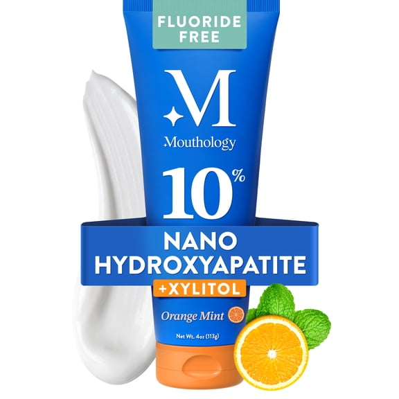 Mouthology Nano Hydroxyapatite Toothpaste for Adults, Orange, Fluoride Free, 4oz