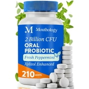 Mouthology Oral Probiotics for Mouth Bad Breath with Xylitol 210 Count Mints, Dental Probiotic, Mouth Probiotics Bad Breath Treatment and Gums