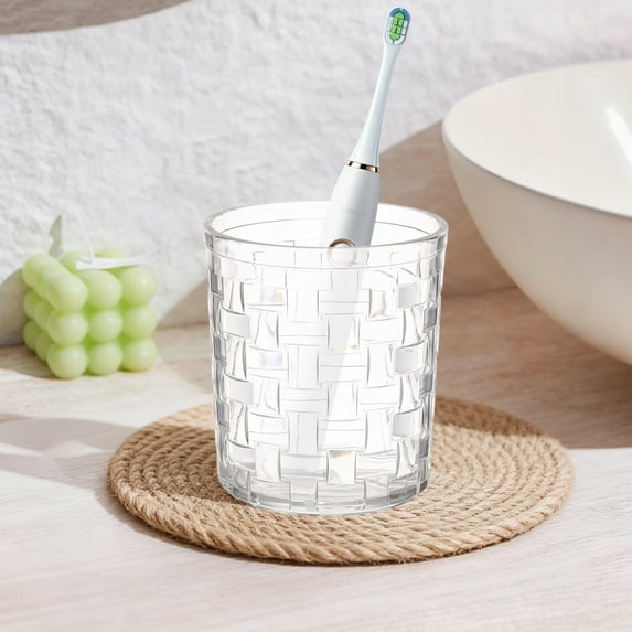 Mouthwash Cup Clear Plastic Toothbrush Rinse Cup Wide Mouth Bathroom Tumbler Multi Purpose Drink Glass for Home Travel Bar Use