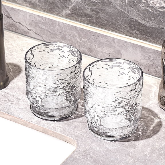 Mouthwash Cup, Compact Space Saving Toothbrush Holder, Gray Clear Plastic Bathroom Travel Mug Easy Clean Square Design