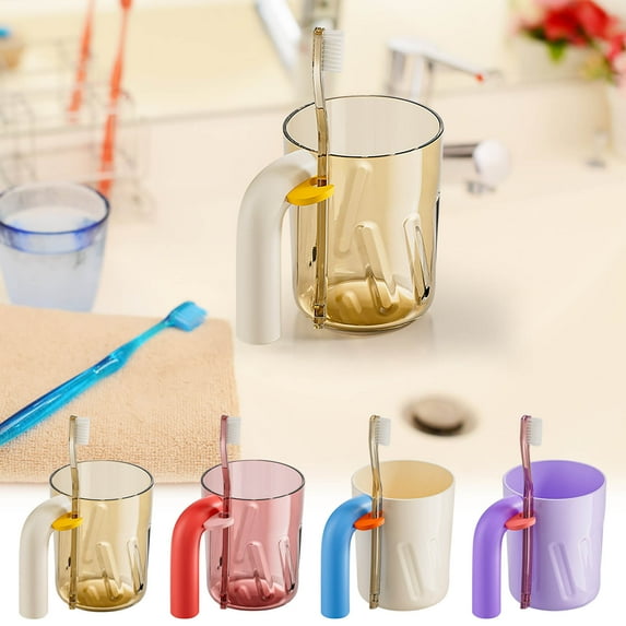 Mouthwash Cup for Home Bathroom | Toothbrush Holder with Silicone Card Slot | PET Odorless Material | High-End Design | Student & Couple Use | Multiple Colors | 1 Pack