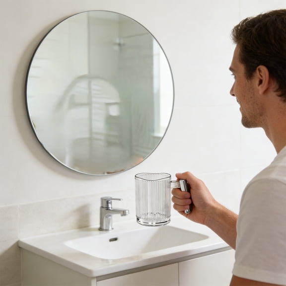 Mouthwash Cup Toothbrush Cup Bathroom Accessory Travel Rinse Mug Plastic Clear Tumbler Water Rinsing Cup for Sink Vanity Home Hotel