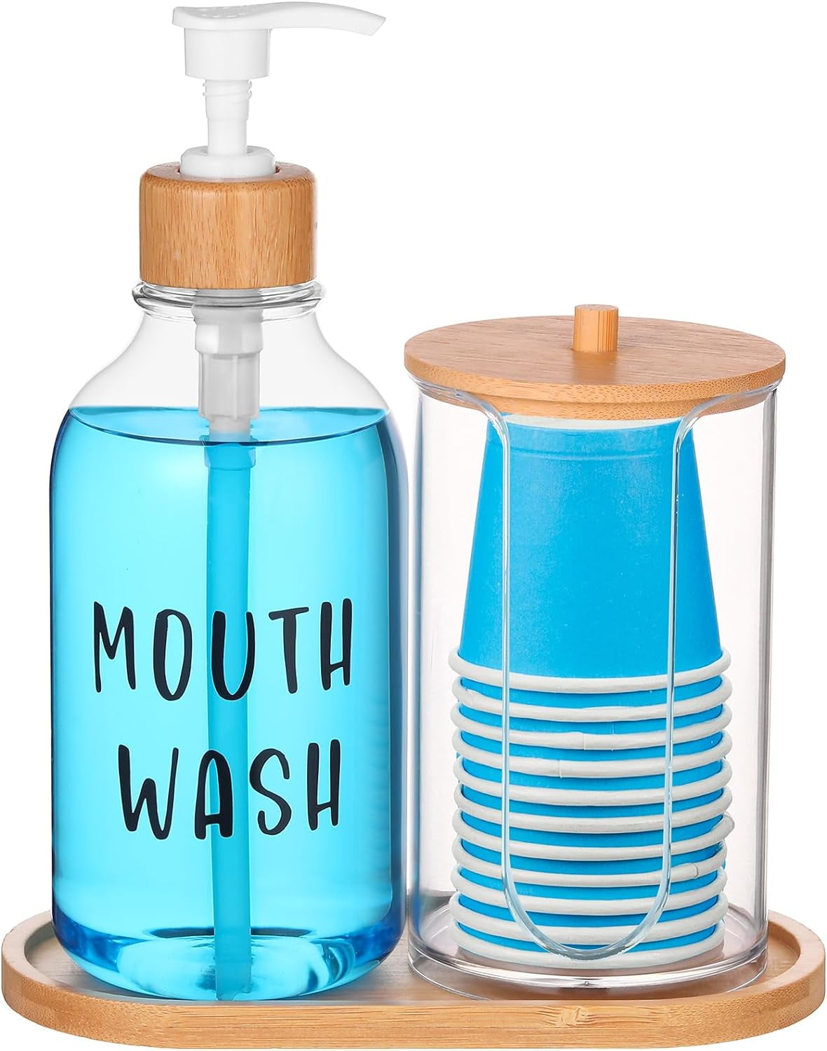 Mouthwash Dispenser for Bathroom 17 Oz Mouth Wash Pump Bottle Paper
