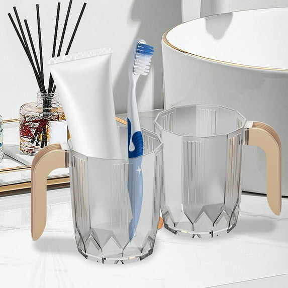 Mouthwash Toothbrush Rinsing Cup Plastic Bathroom Tumbler | Reusable Drinking Mug | Durable Easy-Clean | 4.13x3.35in | Multiple Colors | 100-200ml Capacity | Single Piece