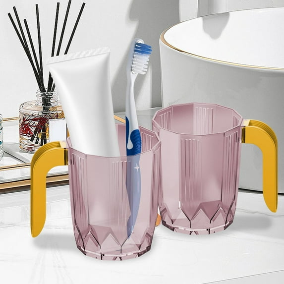 Mouthwash Toothbrush Rinsing Cup Plastic Bathroom Tumbler | Reusable Drinking Mug | Durable Easy-Clean | 4.13x3.35in | Multiple Colors | 100-200ml Capacity | Single Piece