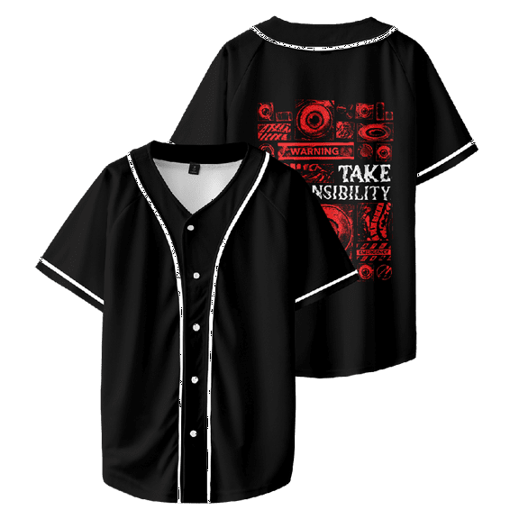 Mouthwashing Merch Take Responsibility Jersey Button Down Shirts Short Sleeve Hip Hop Sports Uniforms