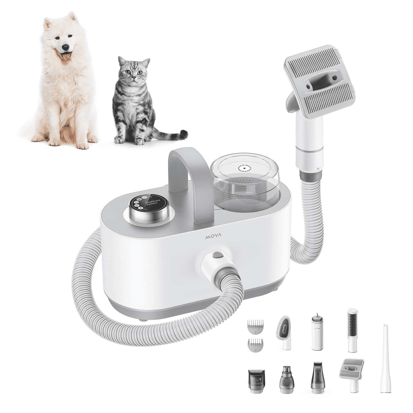 Mova G1 Pro Dog Grooming Vacuum Kit,Dog Clipper Nail Grinder,Cat Low Noise Hair Remover,7 Pet Grooming Tools