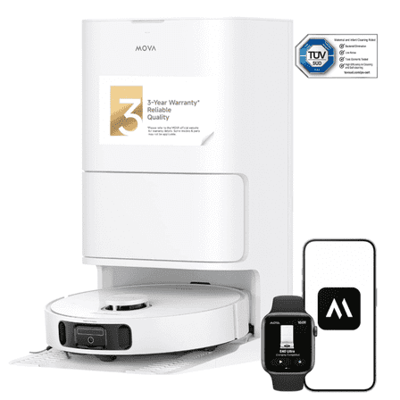 MOVA E40 Ultra Robot Vacuum and Mop,19,000Pa Suction,Anti-Tangle Side Brush,All-in-One Station,Hot Air Drying