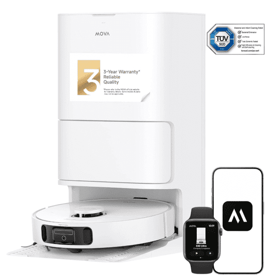 MOVA E40 Ultra Robot Vacuum and Mop,19,000Pa Suction,Anti-Tangle Side Brush,All-in-One Station,Hot Air Drying