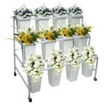 thumbnail image 1 of Movable 3-Layer Flower Rack with 12 White Buckets, for Home Garages and Industrial Use, 1 of 8