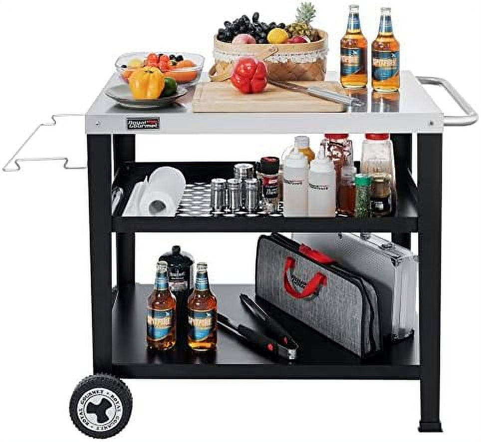 Movable Shelf Grill Cart With Wheels L X W Stainless Steel