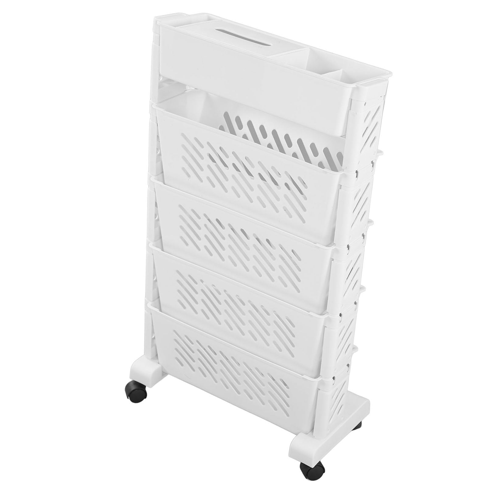Movable Bookshelf, Rolling Bookcase Book Storage Rack Plastic Movable
