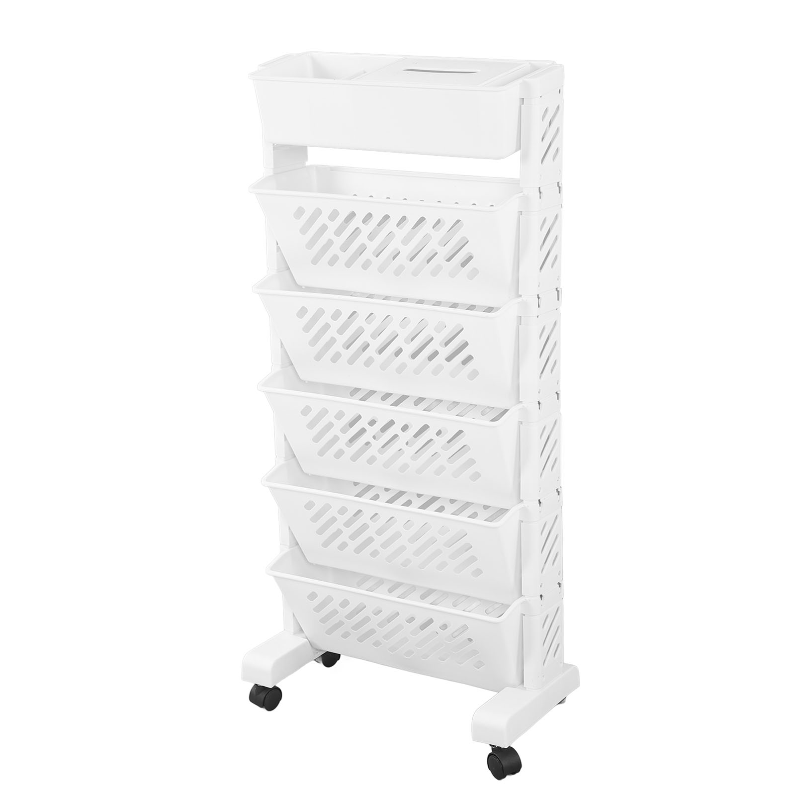 Movable Bookshelf, Rolling Bookcase Book Storage Rack Plastic Movable