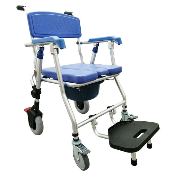 Movable Commode Chair Elderly Toilet Seat Patient Wheelchair with Brake Wheel Max Load 330.7LB