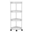 thumbnail image 1 of Movable Corner Rack, 4 Tier Rolling Storage Cart, Multipurpose Plastic Cart Storage for Kitchen, Bathroom, Laundry, Kitchen, Living Room Corner with Wheels, 1 of 5