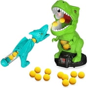 Movable Dinosaur Shooting Toys for Kids 3 4 5 6 7+ Years, Tyrannosaurus Target with Water Mist Spray and Pterosaur Air Pump Foam Blaster