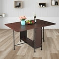thumbnail image 1 of Movable Folding Kitchen Dining Table, SYNGAR Drop Leaf Extendable Table, Home Versatile Dining Table with Wheels, Space Saving Design with Large Storage, Espresso, D5533, 1 of 10