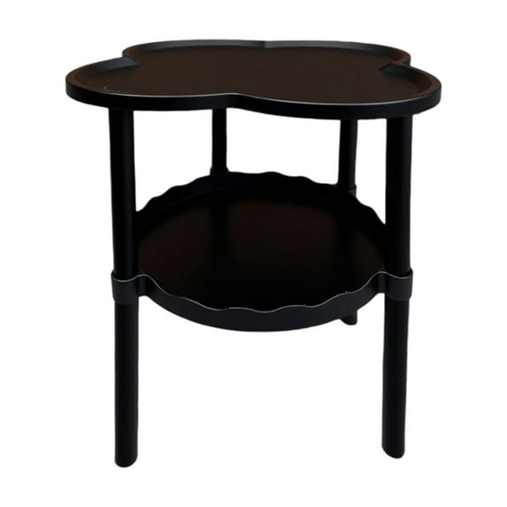 Movable Four Leaf Clover Shape Storage Side Table, Wheeled Sofa End Table Living Room Snack Table with Cloud Shelf, Flexible Storage Solution for Compact Spaces and Modern Home Living