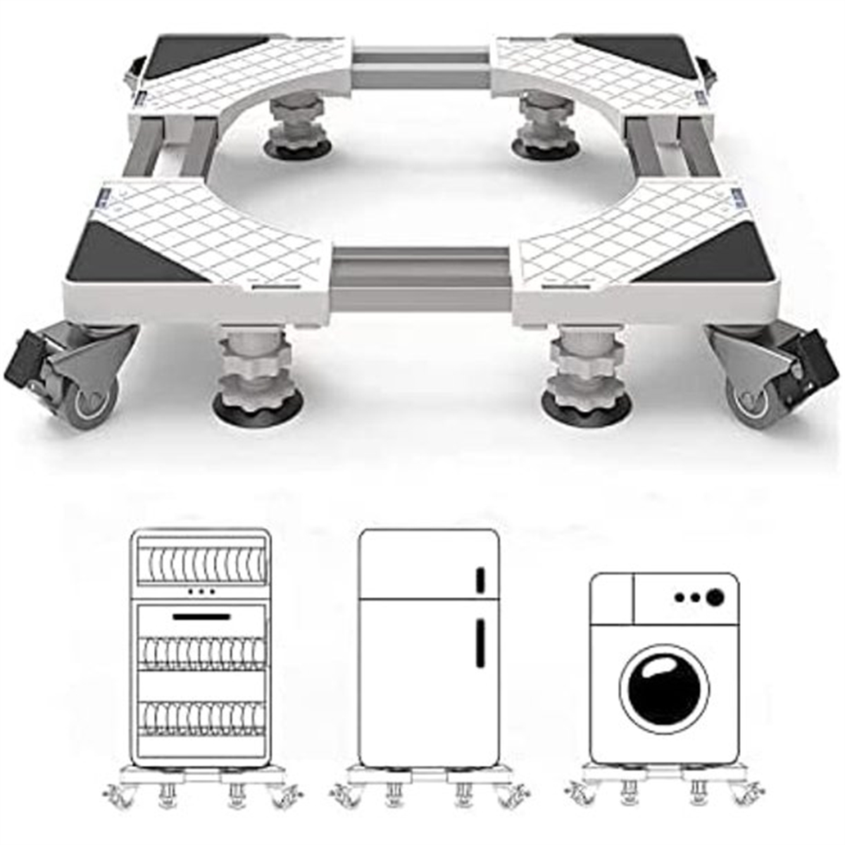 Movable Furniture Machine Dolly Roller Mobile Base with Wheels Rubber