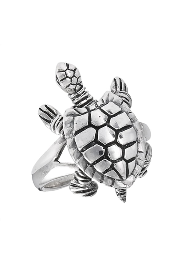 Movable Head Legs Tail Turtle Ring Sterling Silver Detail Animal Band 925 Jewelry Female Male Size 9