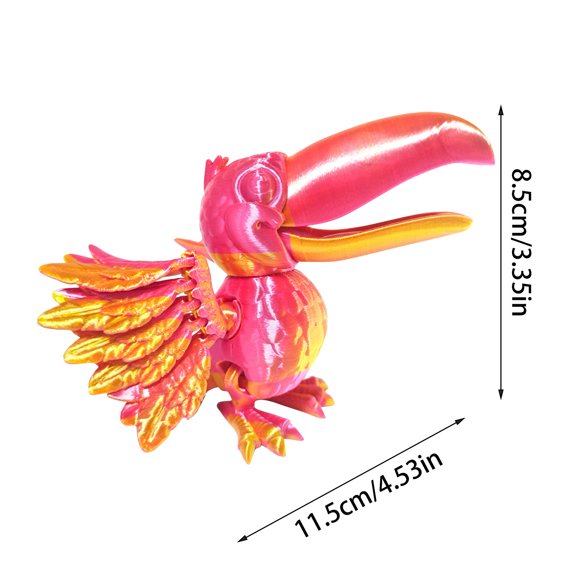 Movable Joint Parrot Figurine 3D Printed Laser Blue Purple Bird Statue Aesthetic Room Decoration Sculpture