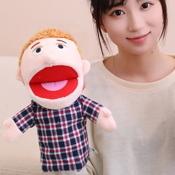 Movable Mouth Plush Puppet with Realistic Simulation, Character Hand Puppet for Parent- Interactive Role Play, Plush Puppets for with Soft Long Haired Velvet Material