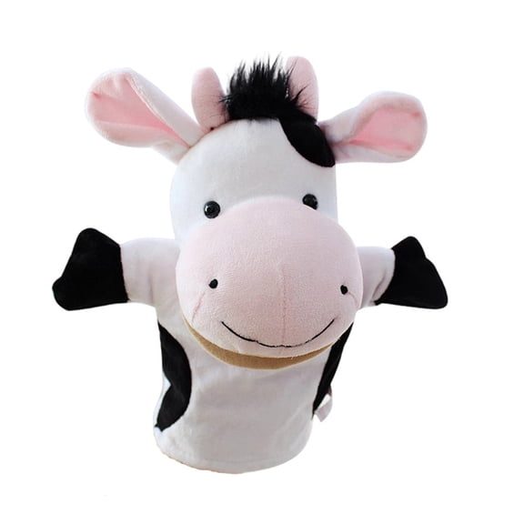 Cartoon Animal Hand Puppet Plush Toy with Movable Mouth Interactive Storytelling Prop Soft Stuffed Puppet for Family Games and Stage Shows