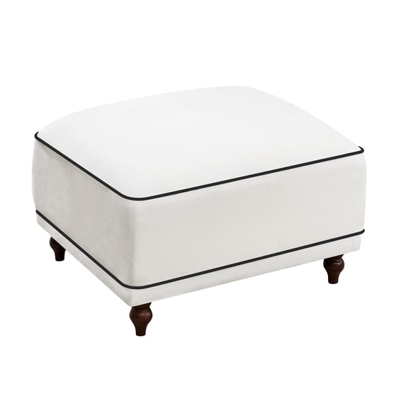 Movable Ottoman for Modular Sectional Sofa Couch, Square Upholstered Footstool with Wooden Legs for Living Room, Bedroom, White