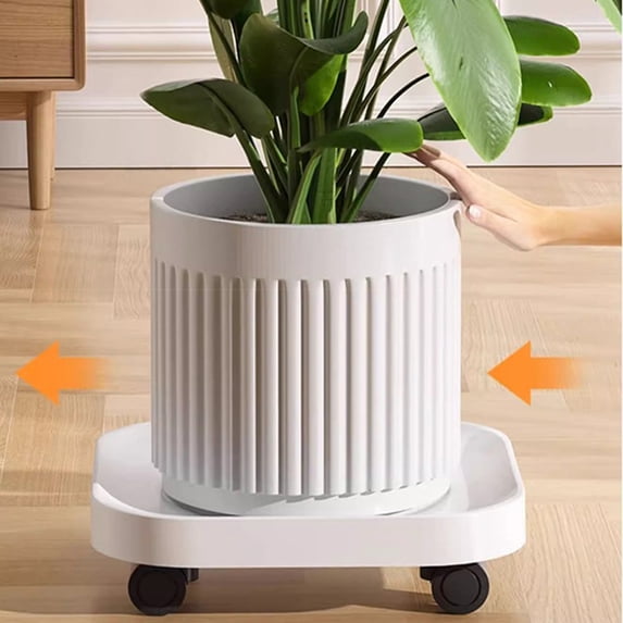 Movable Plant Pot Tray with Swivel Casters, Plastic Square Drainage Saucer with Wheels for Easy Plant Movement, Water Collection Base for Indoor Outdoor Potted Plants Home Gardening