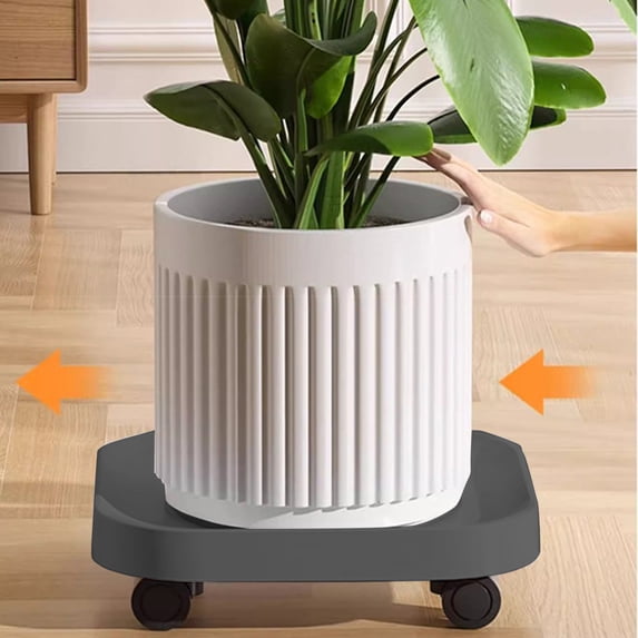 Movable Plant Pot Tray with Swivel Casters, Plastic Square Drainage Saucer with Wheels for Easy Plant Movement, Water Collection Base for Indoor Outdoor Potted Plants Home Gardening