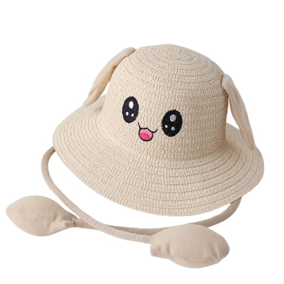 Movable Rabbit Ears Straw Hat Hat for Cosplay Party Outdoor