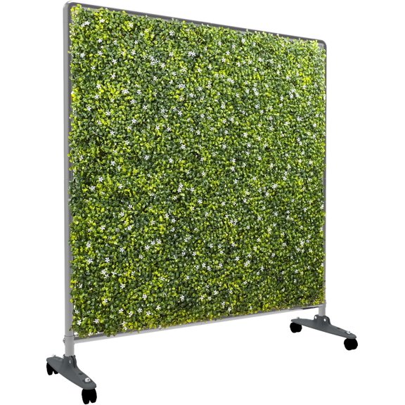 Movable Room Divider 40" H x 40" W Faux Greenery Hedge Wall, Artificial Boxwood Panels Portable Room Partition with Wheels, Privacy Screen Backdrop for Office Wedding Indoor Decoration