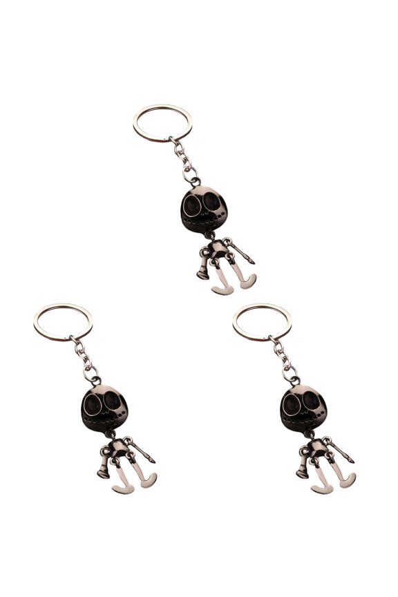 Movable Skull Metal Keychain Articulated Skeleton Key Ring, Funny Pendant Key Holder for Car Keys Bags Backpacks, Spooky Halloween Gift for Keychain Collection 3PC