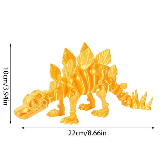 Movable Stegosaurus Skeleton 3D Printed Stegosaurus Skeleton with Joints for Adults Dreamy Orange Articulated Dinosaur Fossil Figurine Office Desk Accessory