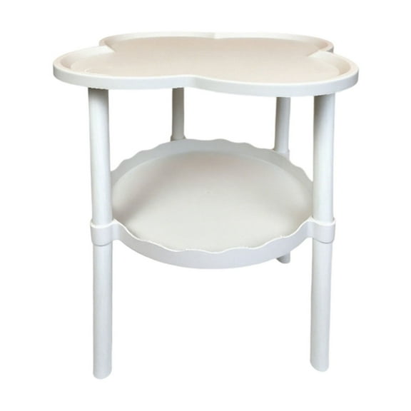 Movable Storage Table, Four-Leaf Design Wheels Living Room Bedside, Small Coffee Table Double-Layer Storage, Cloud Shelf Snacks Books, Easy to Move Flexible Use, Space-Saving Design Small Apartments