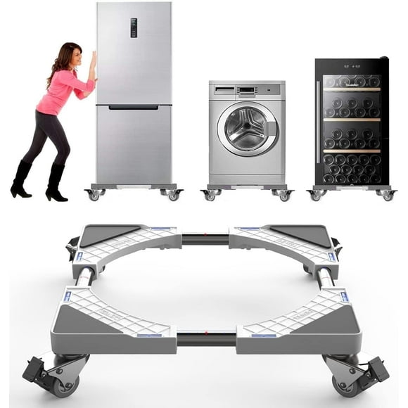 Movable Washing Machine Base with 4 Wheels Adjustable Furniture Dollies Roller Mobile Base for Washer Machine Drier Refrigerator Weight Capacity 500lbs