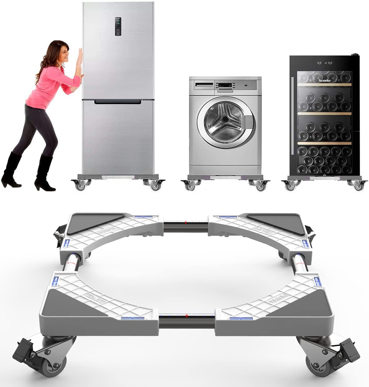 Movable Washing Machine Base with 4 Wheels Adjustable Furniture Dollies